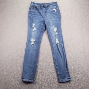 Judy Blue Jeans Womens 7/28 Blue Skinny Fit‎ Distressed Medium Wash JB88197